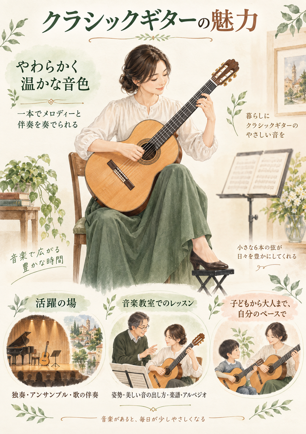 クラシックギターの魅力と活躍の場そして音楽教室でのレッスン | アート和田町音楽院本部 横浜