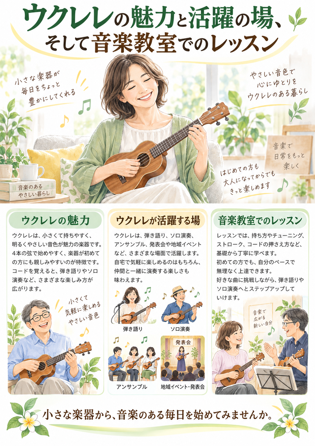 ウクレレの魅力と活躍の場そして音楽教室でのレッスン | アート和田町音楽院本部 横浜