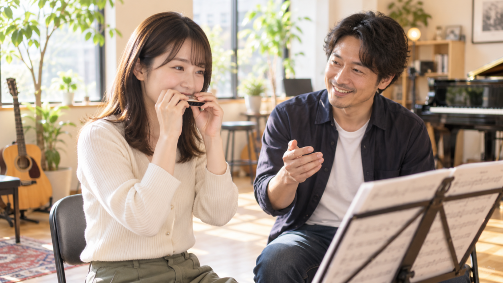 和やかなブルースハープレッスン | アート和田町音楽院本部 横浜