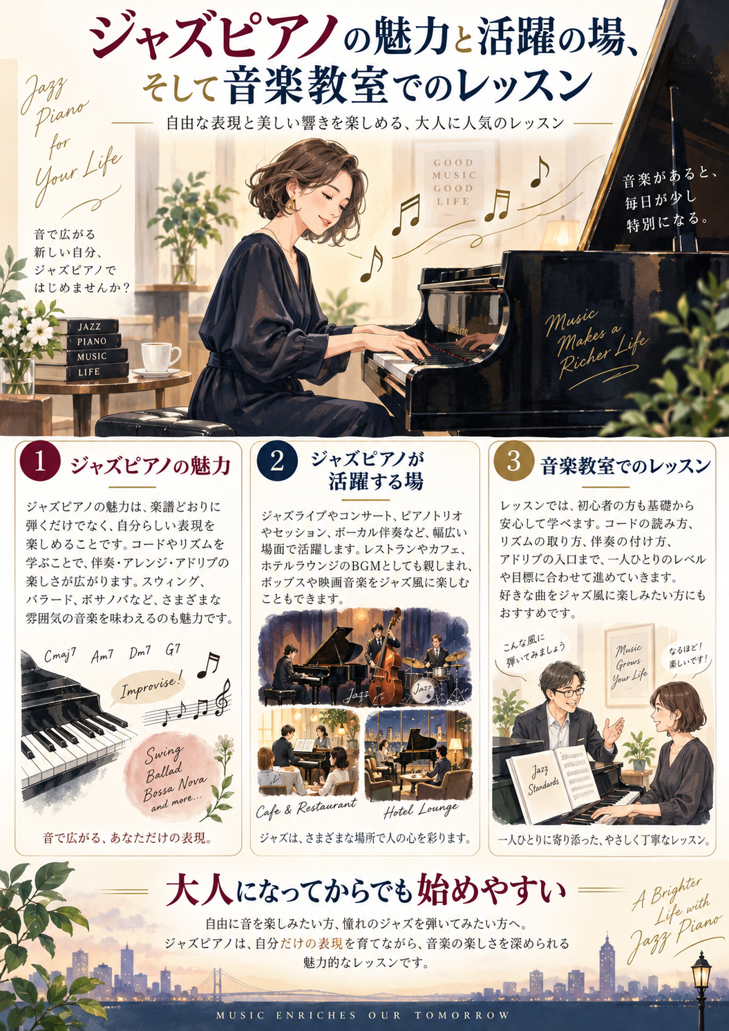 ジャズピアノの魅力と活躍の場そして音楽教室でのレッスン | アート和田町音楽院本部 横浜