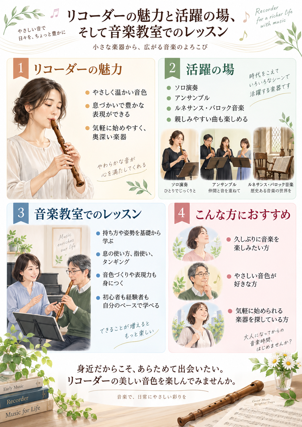 リコーダーの魅力と活躍の場そして音楽教室でのレッスン | アート和田町音楽院本部 横浜