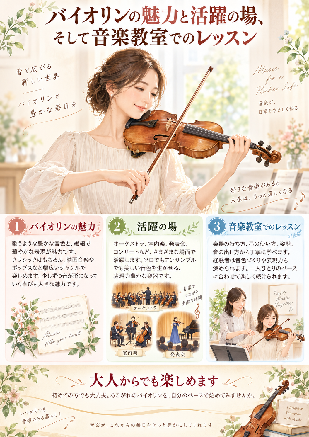 バイオリンの魅力と活躍の場そして音楽教室でのレッスン | アート和田町音楽院本部 横浜 バイオリンの魅力と活躍の場そして音楽教室でのレッスン