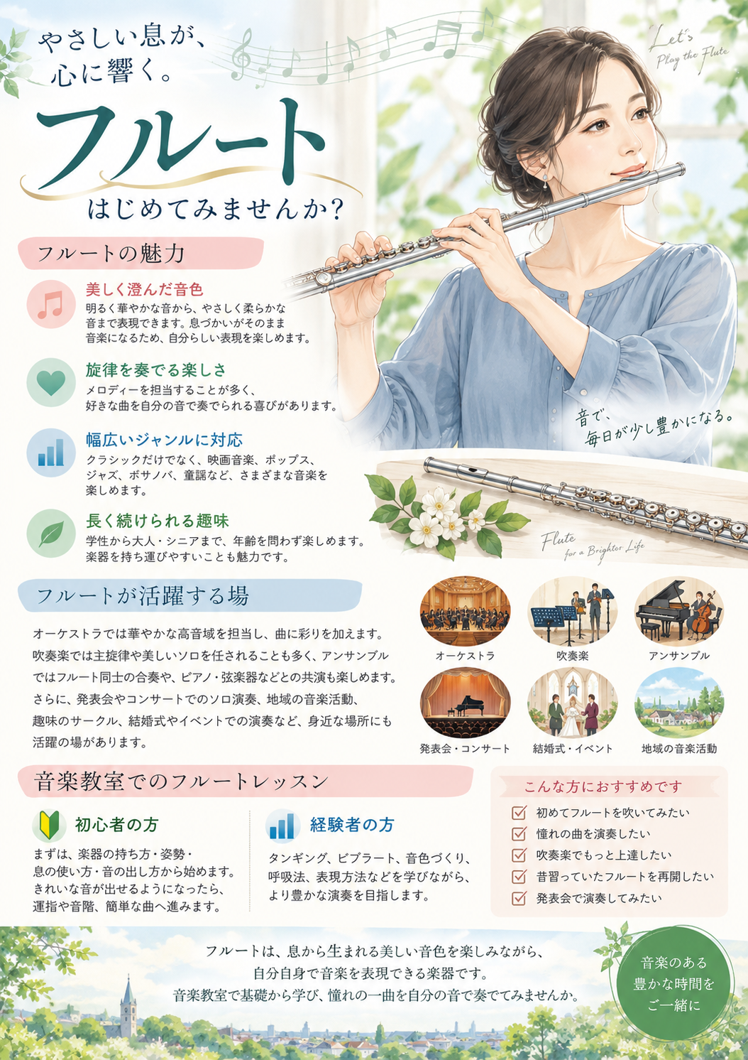 フルートの活躍の場そして音楽教室でのレッスン | アート和田町音楽院本部 横浜